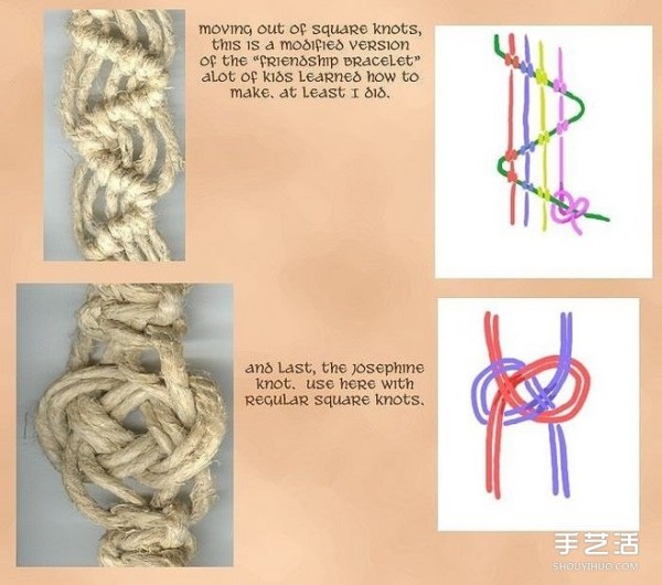 Mori girl style hemp rope bracelet weaving method hemp rope braided bracelet illustration