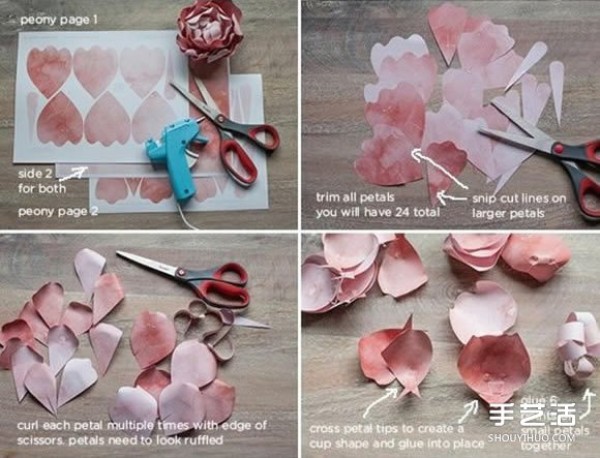 How to fold paper peony flowers and how to make cardboard peonies tutorial