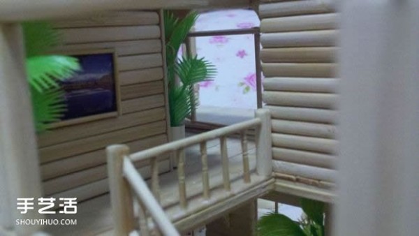 Disposable chopsticks are used to hand-make a life-like villa model, the steps are complete! 