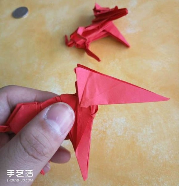 Super complex dog origami method illustrated with plastic surgery steps