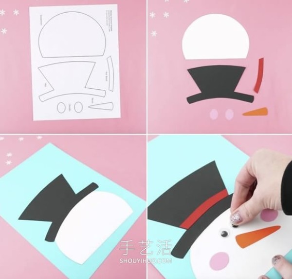 Tutorial on how to make Christmas snowman stickers from cardboard