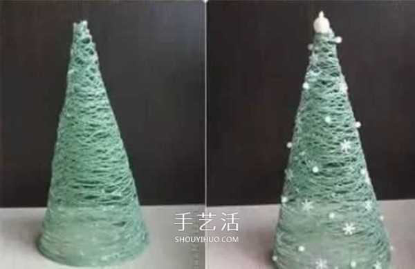 How to make a three-dimensional Christmas tree with wool and make a simple hollow Christmas tree