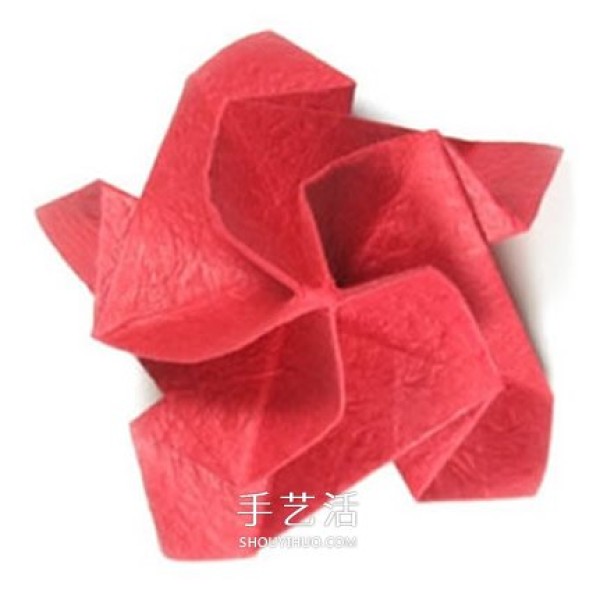 How to fold a five-petal rose and illustrate the steps for origami a five-petal rose