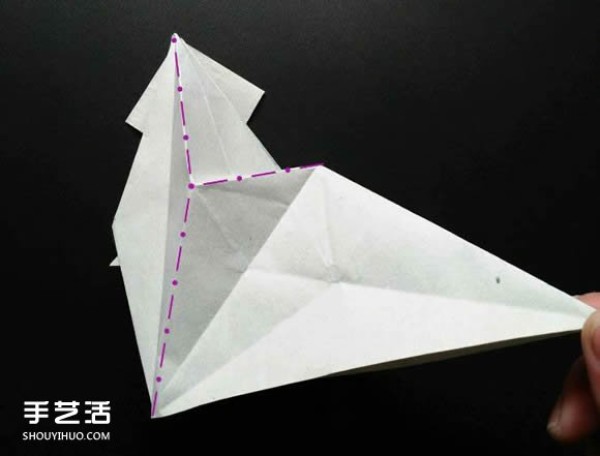 Super complex origami shark illustration, detailed steps for folding a three-dimensional shark