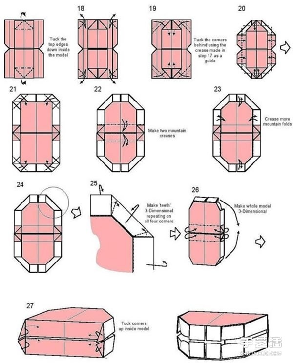 How to fold a movable mouth and an illustration of origami mouth toy