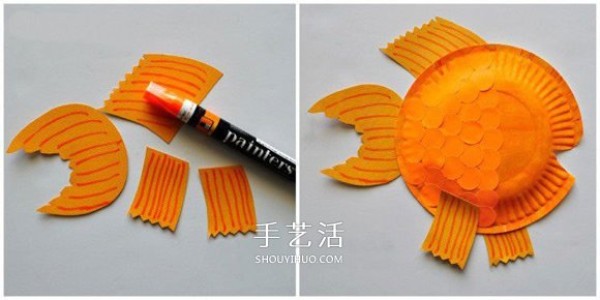 A simple and fun way to use waste to make handmade goldfish from paper plates