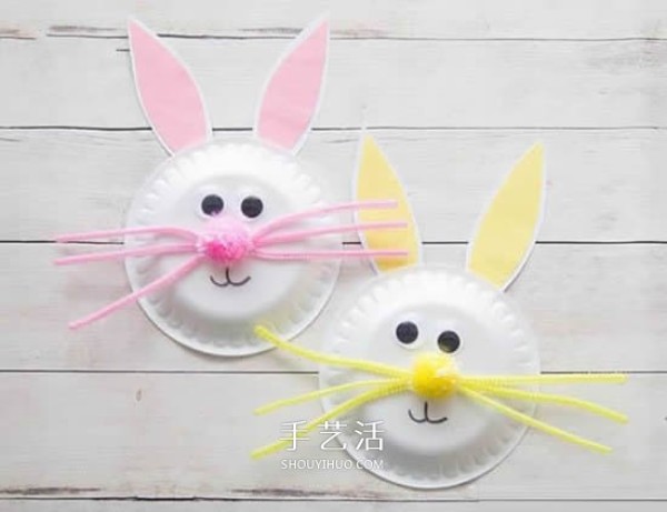 How to make a white rabbit in kindergarten by hand and make a rabbit from a paper plate