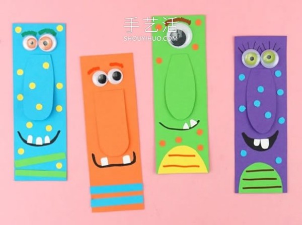 Tutorial on how to make handmade Halloween monster bookmarks in kindergarten