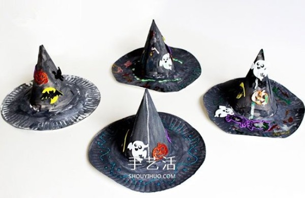 How to use cake plate waste to make a Halloween witch hat by hand