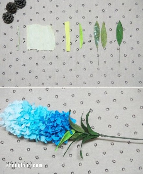 Gradient color bouquet making tutorial tissue paper making bouquet illustration