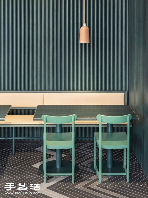 Swedish restaurant decoration design with pure Nordic colors, light and bright colors