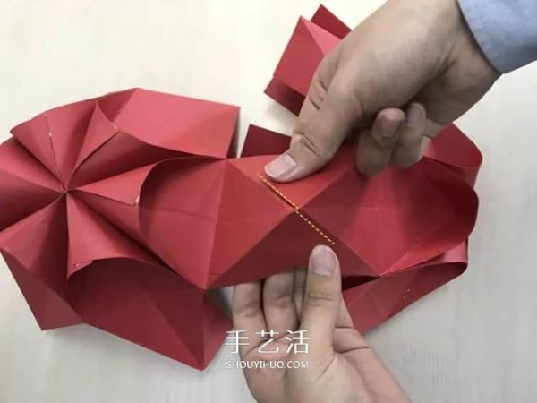 Illustration of making beautiful paper lanterns with small handmade origami for New Years Day