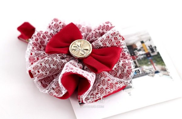 Lolita style lace bow hairpin handmade illustration