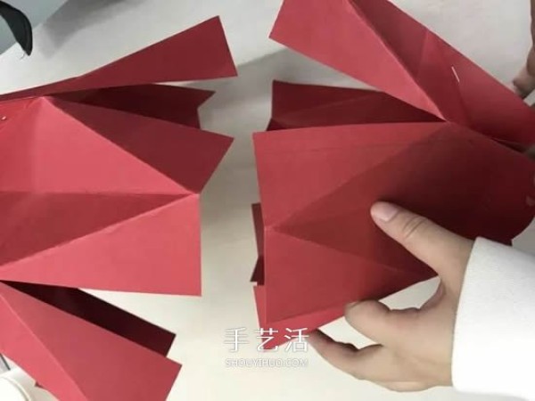 Illustration of making beautiful paper lanterns with small handmade origami for New Years Day