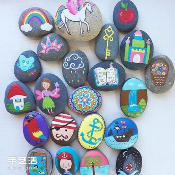 Super cute hand-painted cobblestones cartoon style pebbles painting pictures