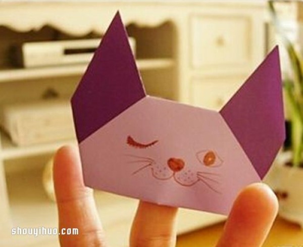 How to make origami cat hand puppets and illustrations of how to make cat hand puppets