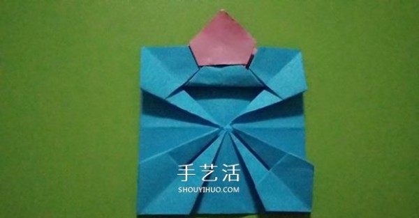 Illustration of how to fold an octagonal flower basket, step-by-step diagram of how to make four origami flower baskets