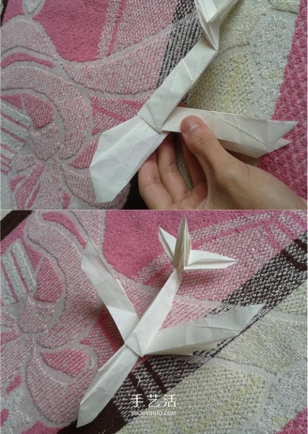 Victors folding method illustrates the steps of a complex origami passenger plane