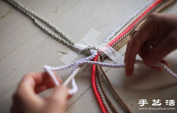 Braided rope + metal chain DIY handmade super beautiful necklace