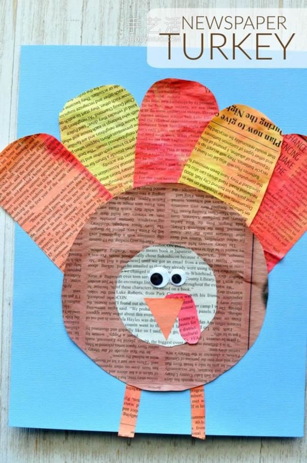 Tutorial on how to make hand-made turkey stickers from waste newspapers