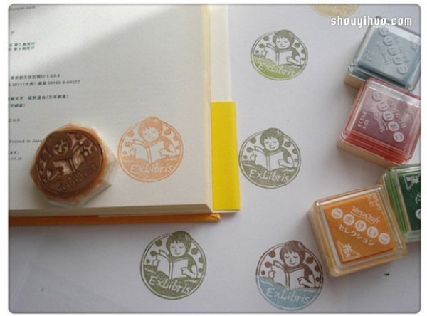 DIY Handmade Illustrations of Little Girls Rubber Stamp Bookplate