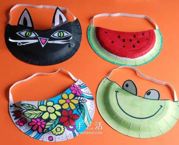 How to use paper plates to make hats, how to make kindergarten cartoon paper plate hats