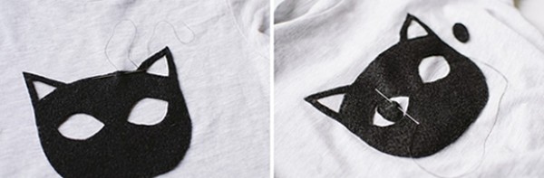 Childrens T-shirt transformation DIY using non-woven fabric to make cute cat patterns