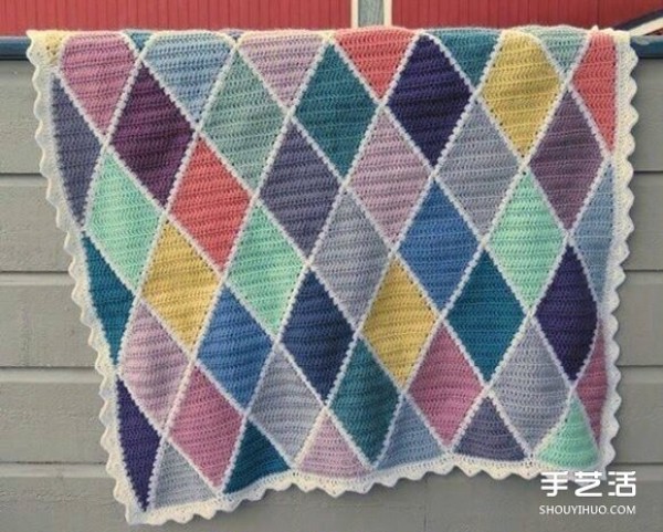 Argyle pattern blanket crochet hand-knitting pattern illustration tutorial