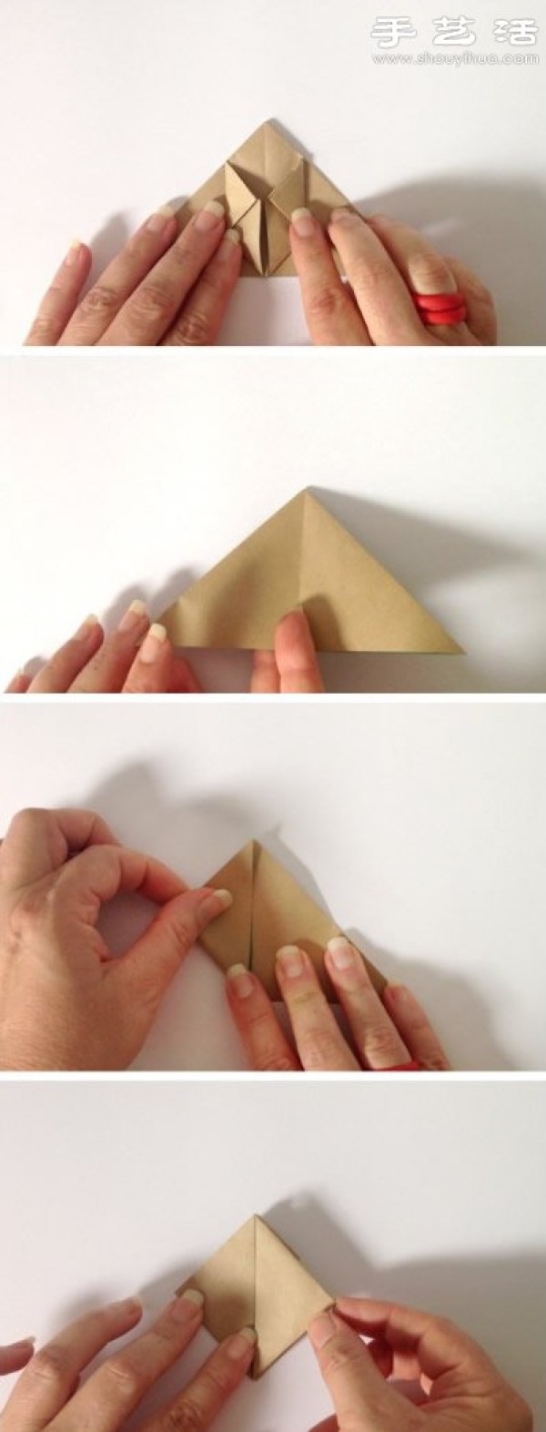 Illustration of how to fold a cute origami rabbit