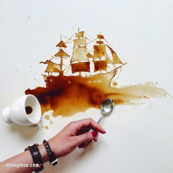 Creative Painting: Turn spilled coffee into graffiti art