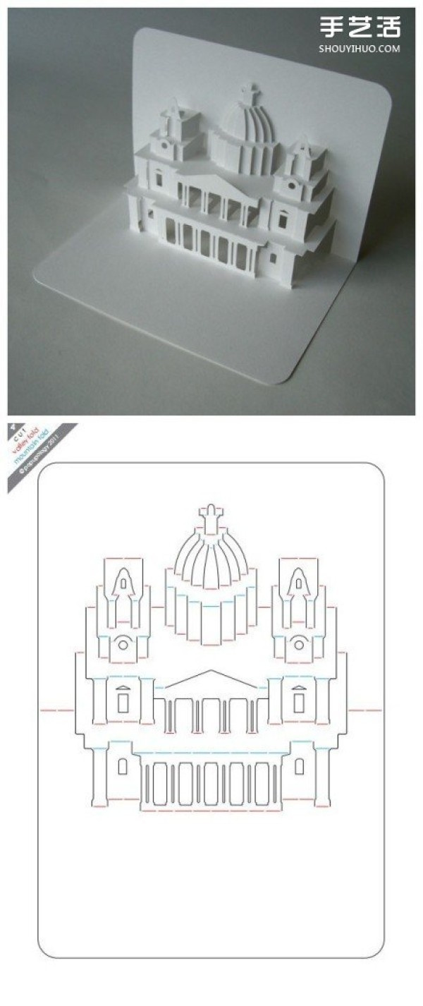 8 Illustrations for Making 3D Greeting Card Drawing Templates That Can Fold Out Buildings