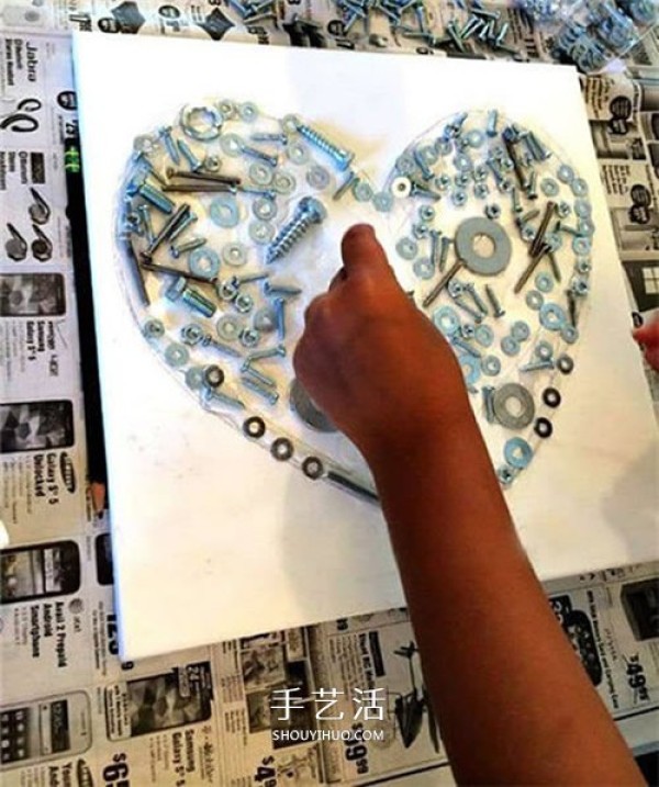 Use nails and spacers! Making interesting Fathers Day love greeting cards