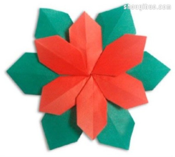 Origami Poinsettia Flowers How to Fold Handmade Origami Poinsettia Flowers Illustrations