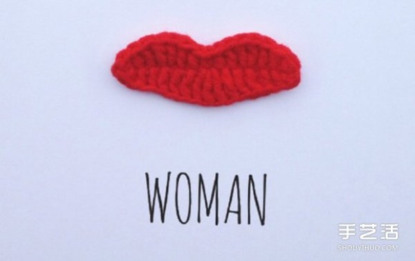 The drawing of crocheted beard and lips is a bit funny