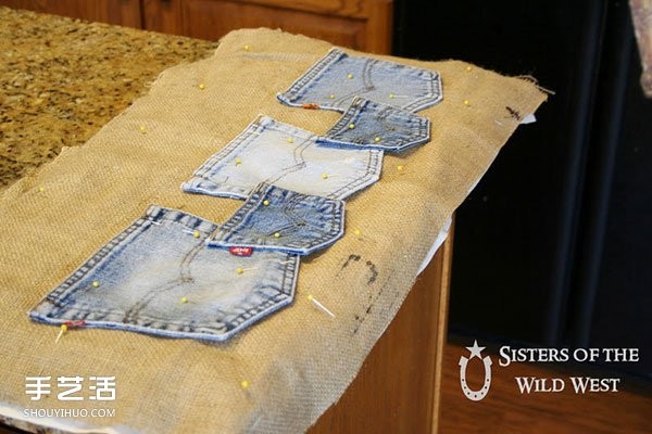 Old jeans pockets are transformed into DIY treasure tool storage bags