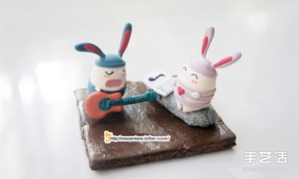 Jailbreak Rabbits soft clay DIY works, cute handmade clay rabbit pictures