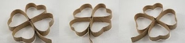 Using a rolling paper core to make a four-leaf clover, using waste to make a lucky clover