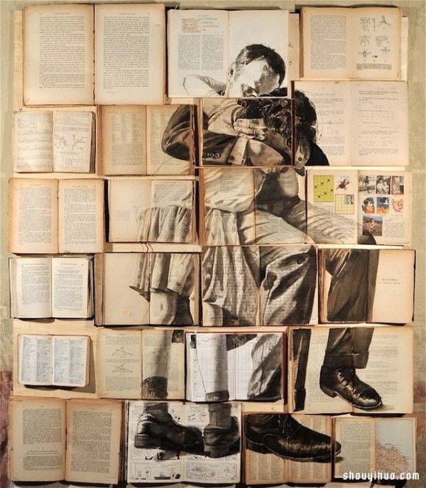 Put old books together and turn waste canvas into treasure to DIY beautiful decorative paintings