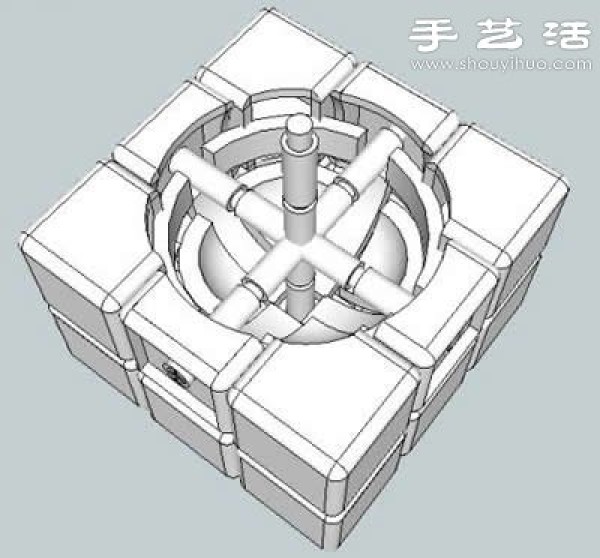 Three-dimensional model of Rubiks cube structure