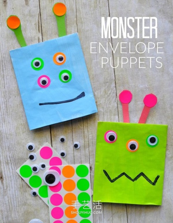 Tutorial on how to make monster puppets in kindergarten on handmade envelopes