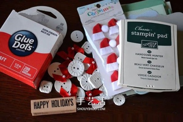 How to make exquisite Christmas cards and DIY Christmas cards with buttons and snowmen