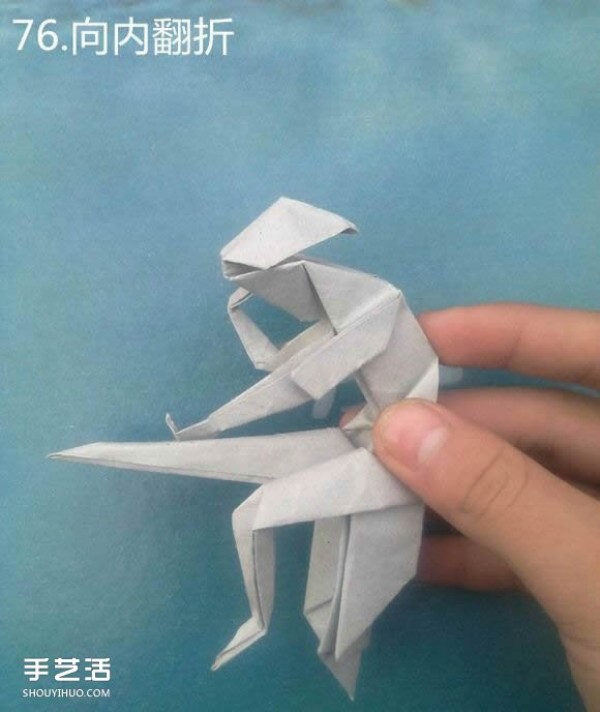 Origami Thinker Figure Sculpture and Meditating Figure Origami Illustration