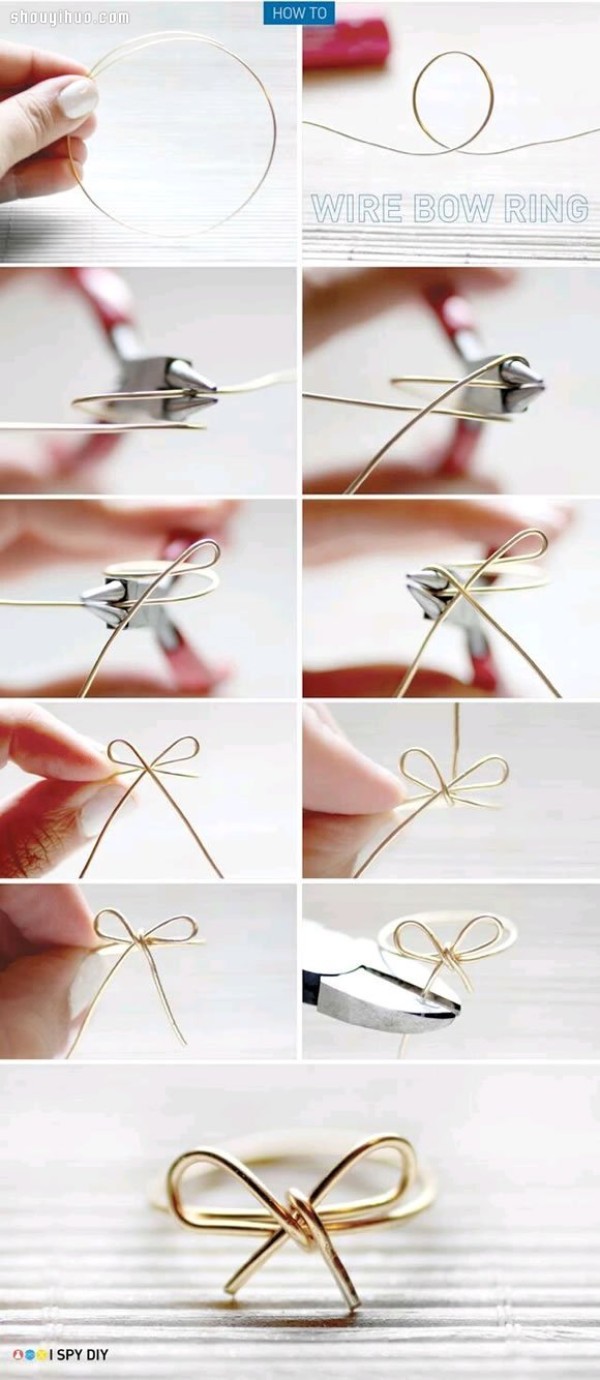 DIY Handmade Bow Ring Illustrated Tutorial on Metal Jewelry Wire