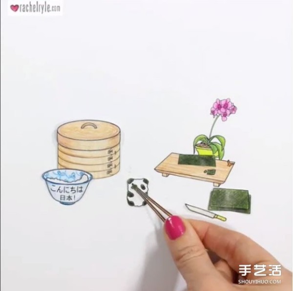 Self-made illustrations and collage hand-drawn animation teach you how to make the perfect latte