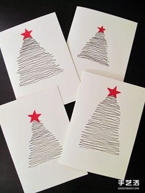 Simple Christmas greeting card making illustrations handmade Christmas card making pictures