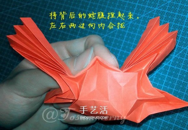 Illustration of how to fold a beautiful origami angel heart ring as a small origami gift for lovers