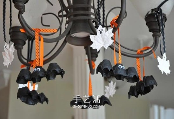 Egg holder bats are handmade and easily made into cute Halloween ornaments