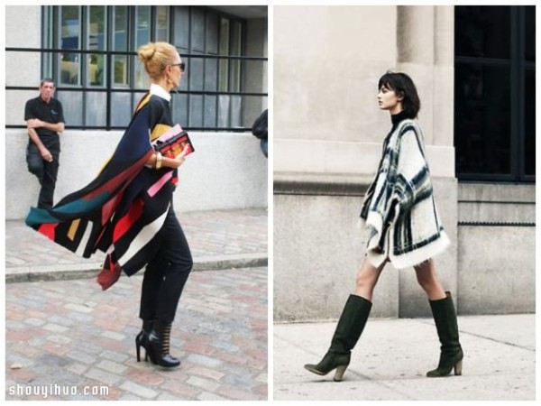 Watch a cape and shawl in autumn and winter fashion and be a chic girl