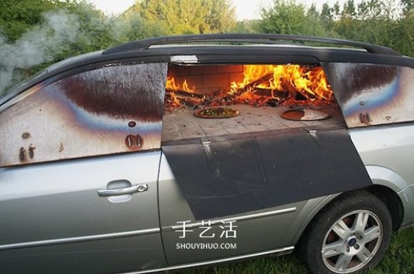 DIY old car pizza oven uses ordinary items to create extraordinary fun