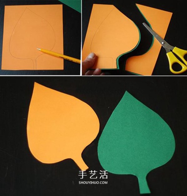 How to make childrens cardboard leaf paintings from simple leaf decorative paintings